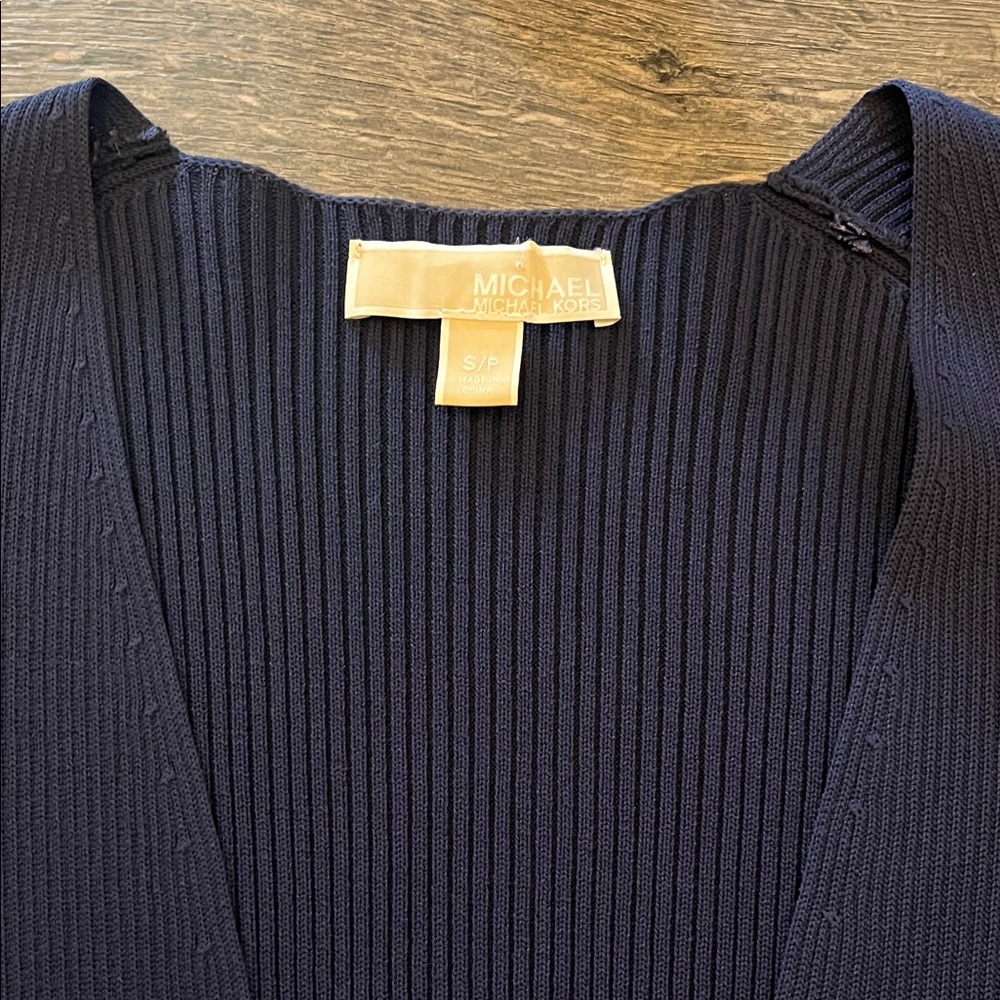 Michael Kors Dark Blue ribbed long Cardigan - Picture 4 of 10